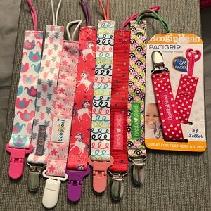 8 baby girl nwot pacifier toy clips various brands never used
